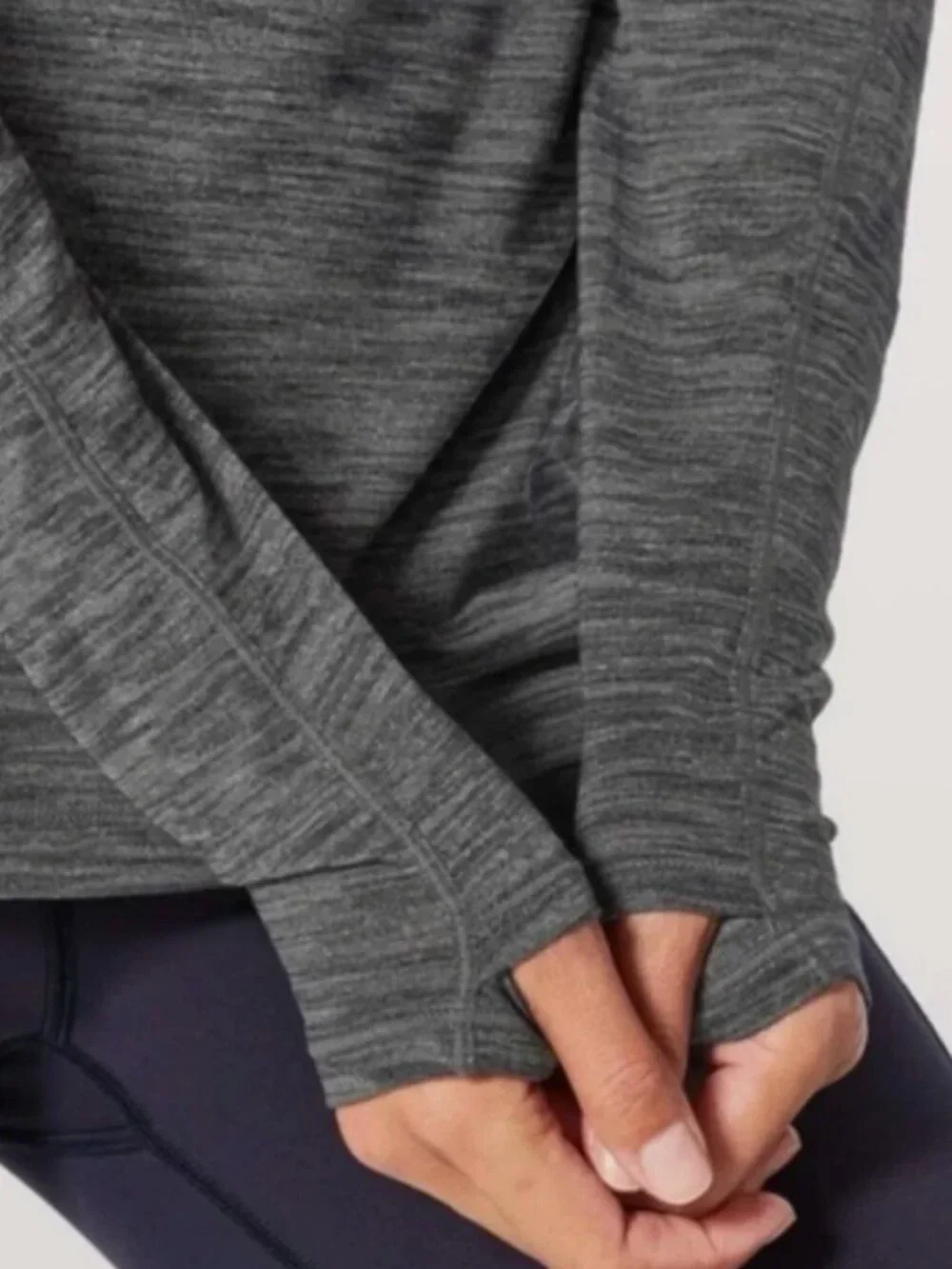 LULULEMON MEANT TO MOVE HEATHERED BLACK LS ATHLEISURE TOP SIZE 8